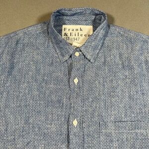 Frank & Eileen Mens Luke Button Up Shirt XS Blue Linen Casual Preppy Lightweight